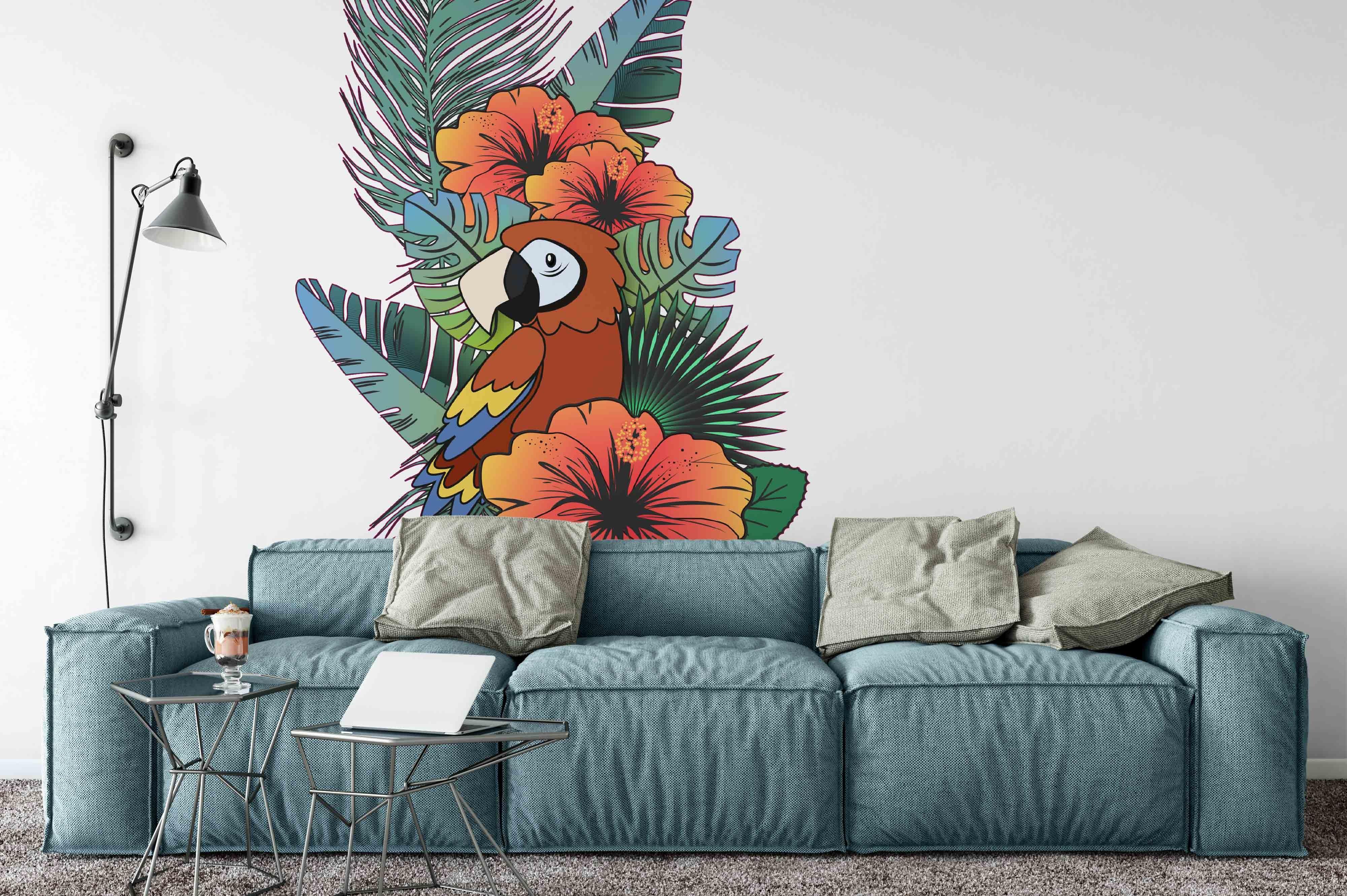 3D Floral Leaves Parrot Wall Mural Wallpaper 54- Jess Art Decoration