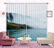 3D Landscape Mountain Waterfall River Bird Curtains and Drapes GD 4318- Jess Art Decoration