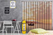 3D River Boat Mountain Golden Sky Cloud View Curtains and Drapes GD 892- Jess Art Decoration