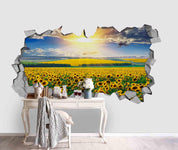 3D Sunflower Field Damage Wall Mural Wallpaper 71- Jess Art Decoration