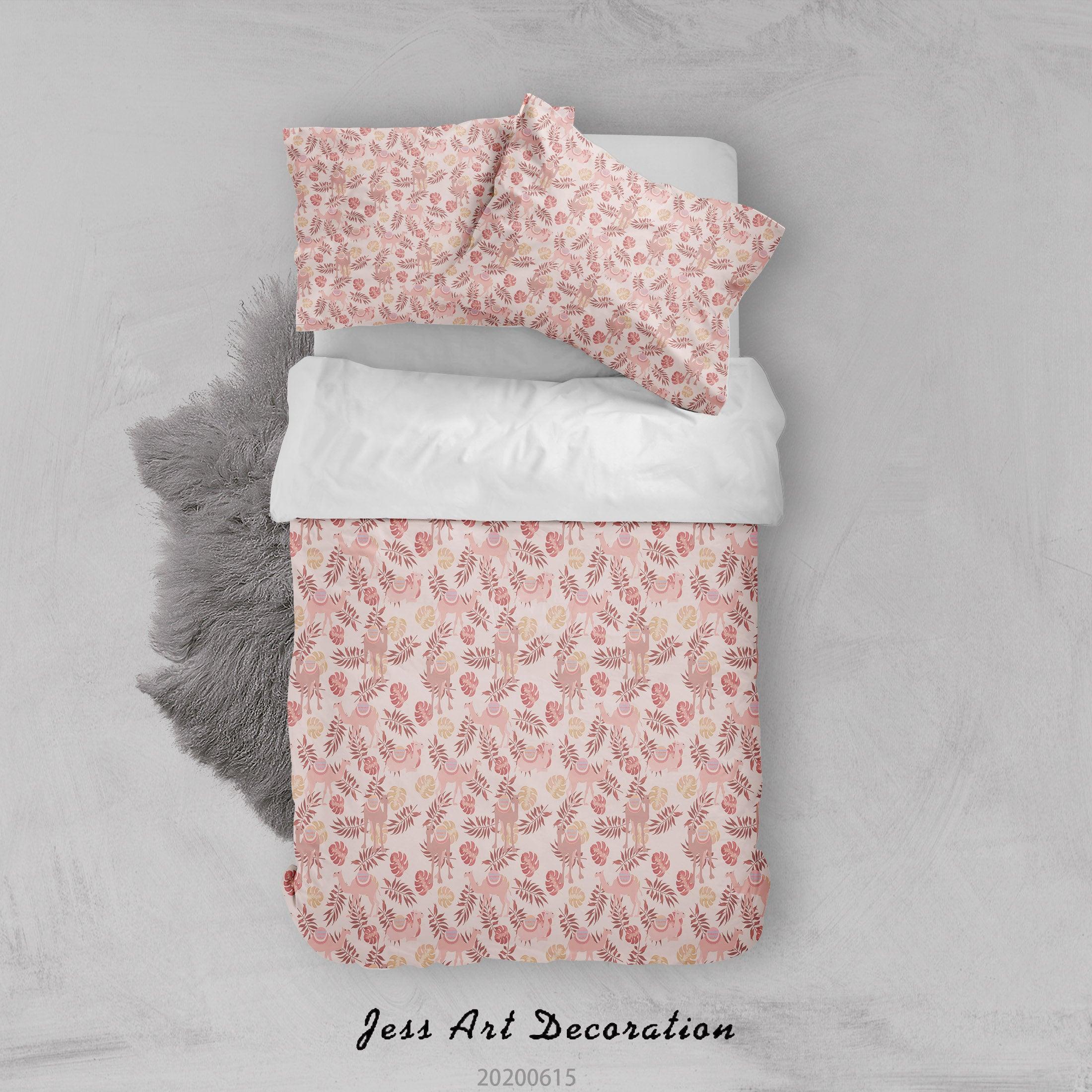 3D Pink Camel Leaves Quilt Cover Set Bedding Set Duvet Cover Pillowcases SF59- Jess Art Decoration