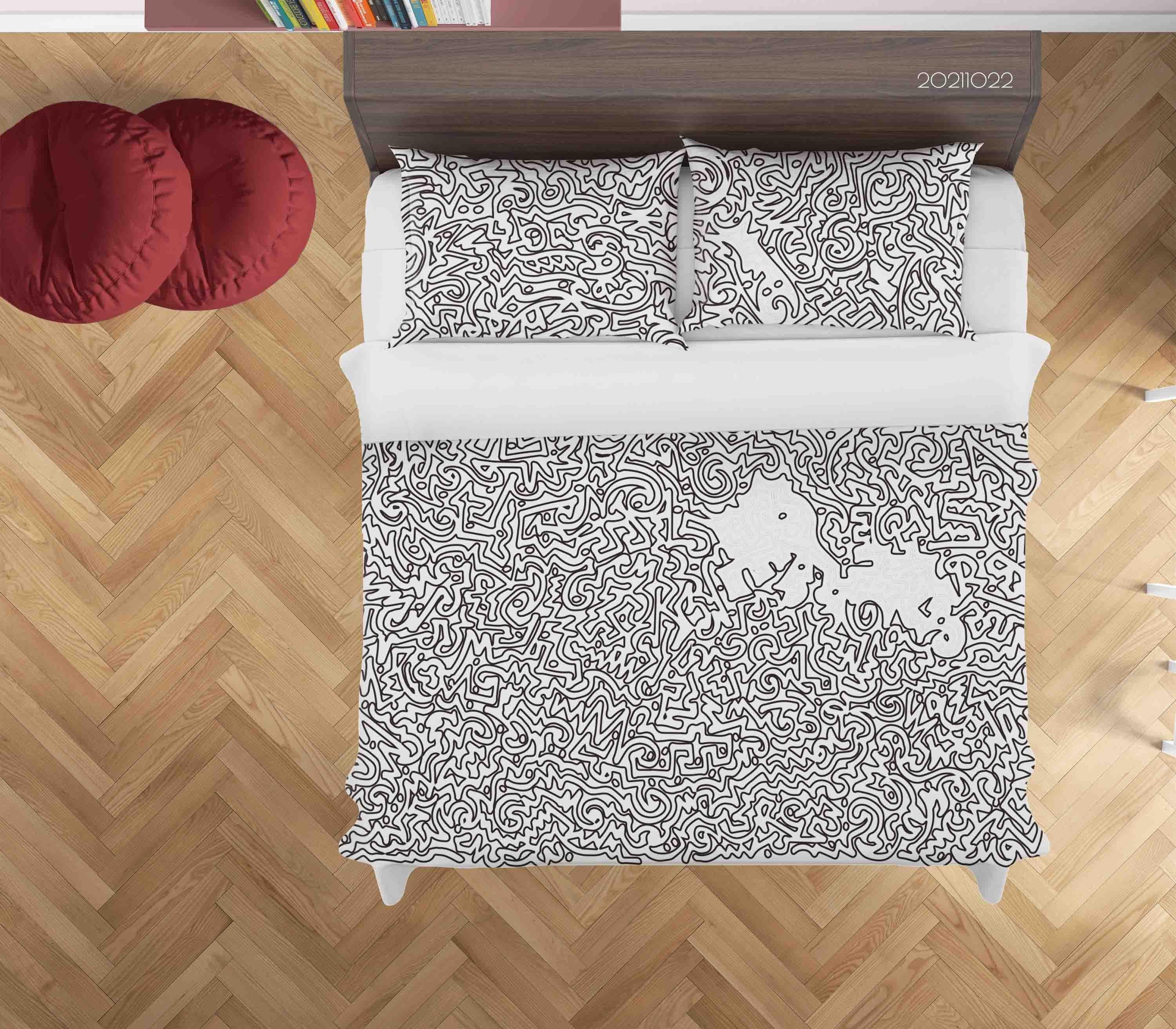 3D Abstract Funny Illustration Doodle Quilt Cover Set Bedding Set Duvet Cover Pillowcases 20- Jess Art Decoration