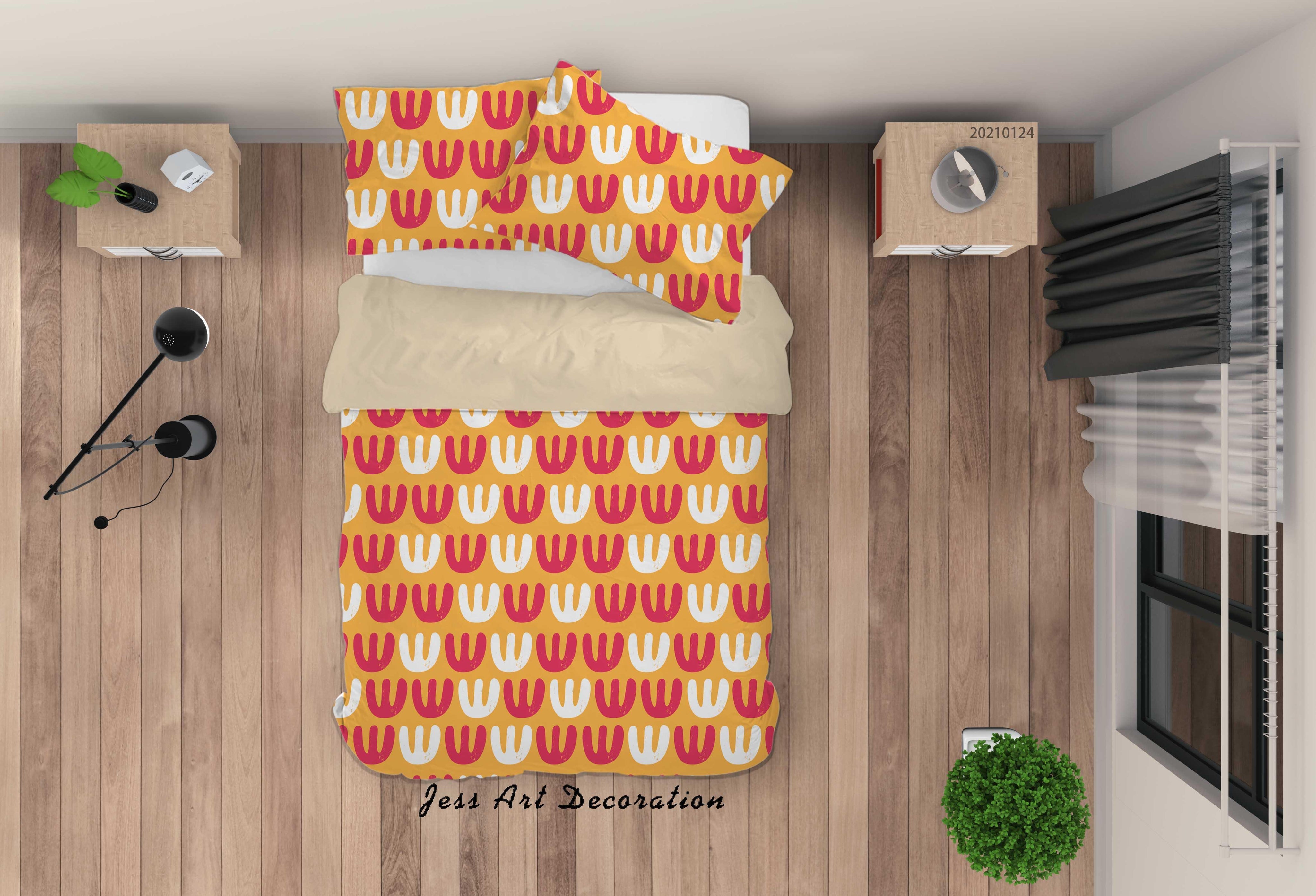 3D Orange Geometric Shape Quilt Cover Set Bedding Set Duvet Cover Pillowcases 49- Jess Art Decoration