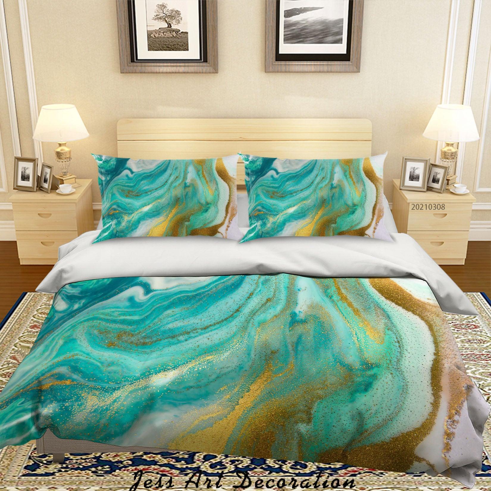 3D Abstract Green Marble Quilt Cover Set Bedding Set Duvet Cover Pillowcases 321- Jess Art Decoration