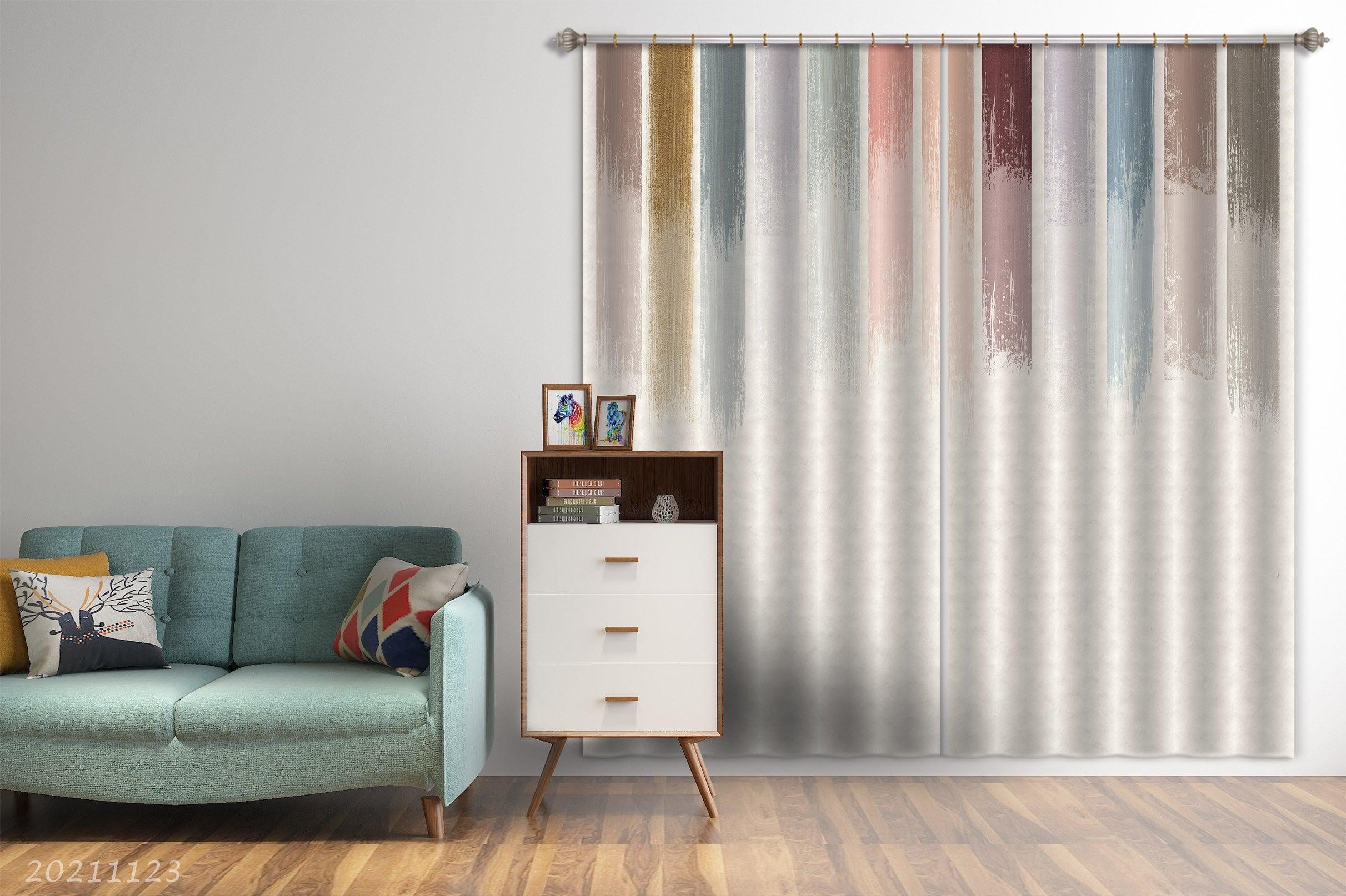 3D Abstract Color Vertical Bar Graffiti Curtains and Drapes LQH 3- Jess Art Decoration