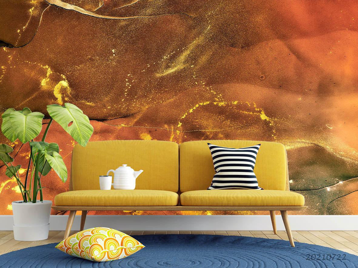 3D Watercolor Golden Marble Texture Wall Mural Wallpaper LQH 470- Jess Art Decoration