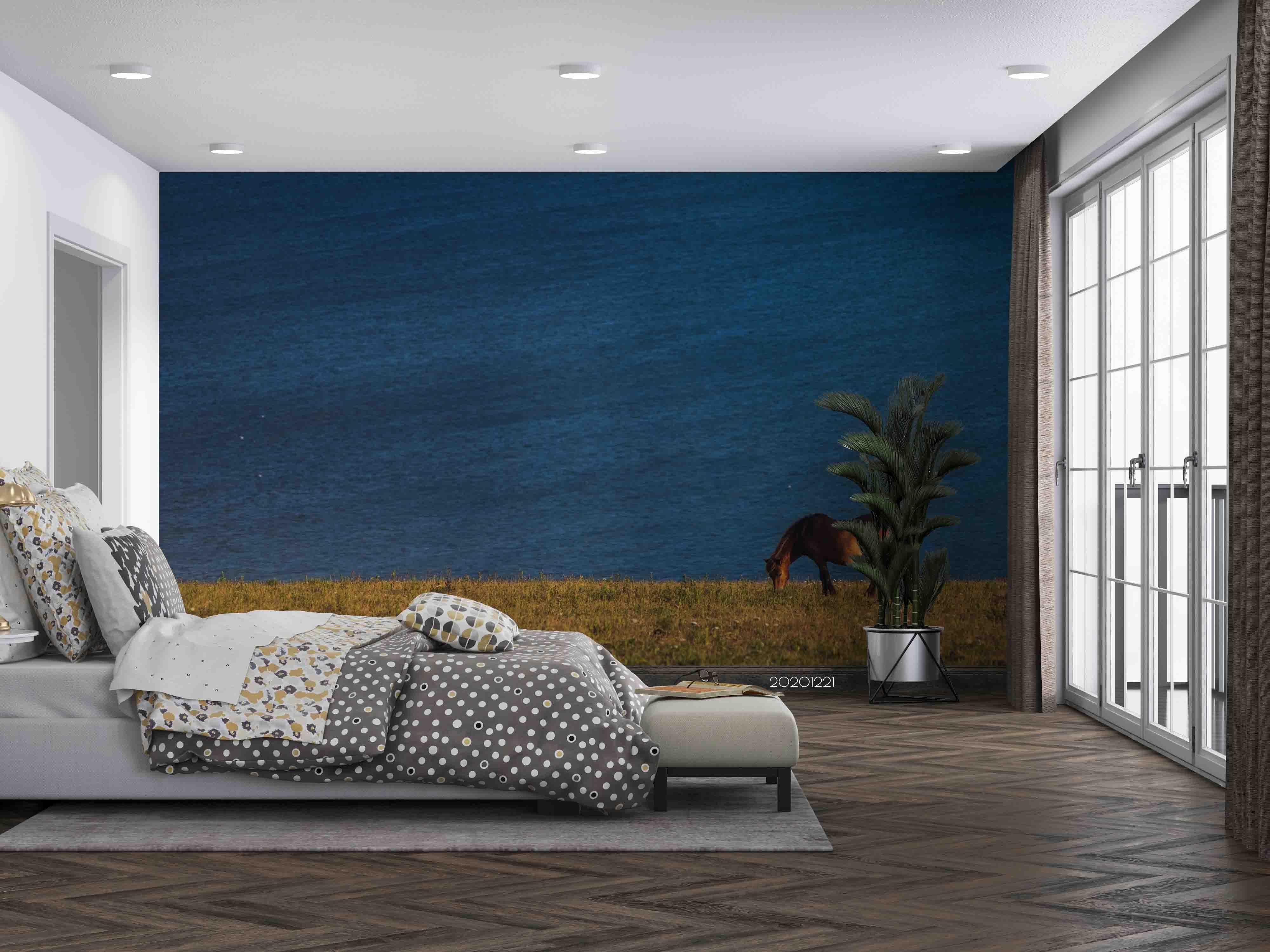 3D Blue Sea Animal Horse Wall Mural Wallpaper LQH 91- Jess Art Decoration