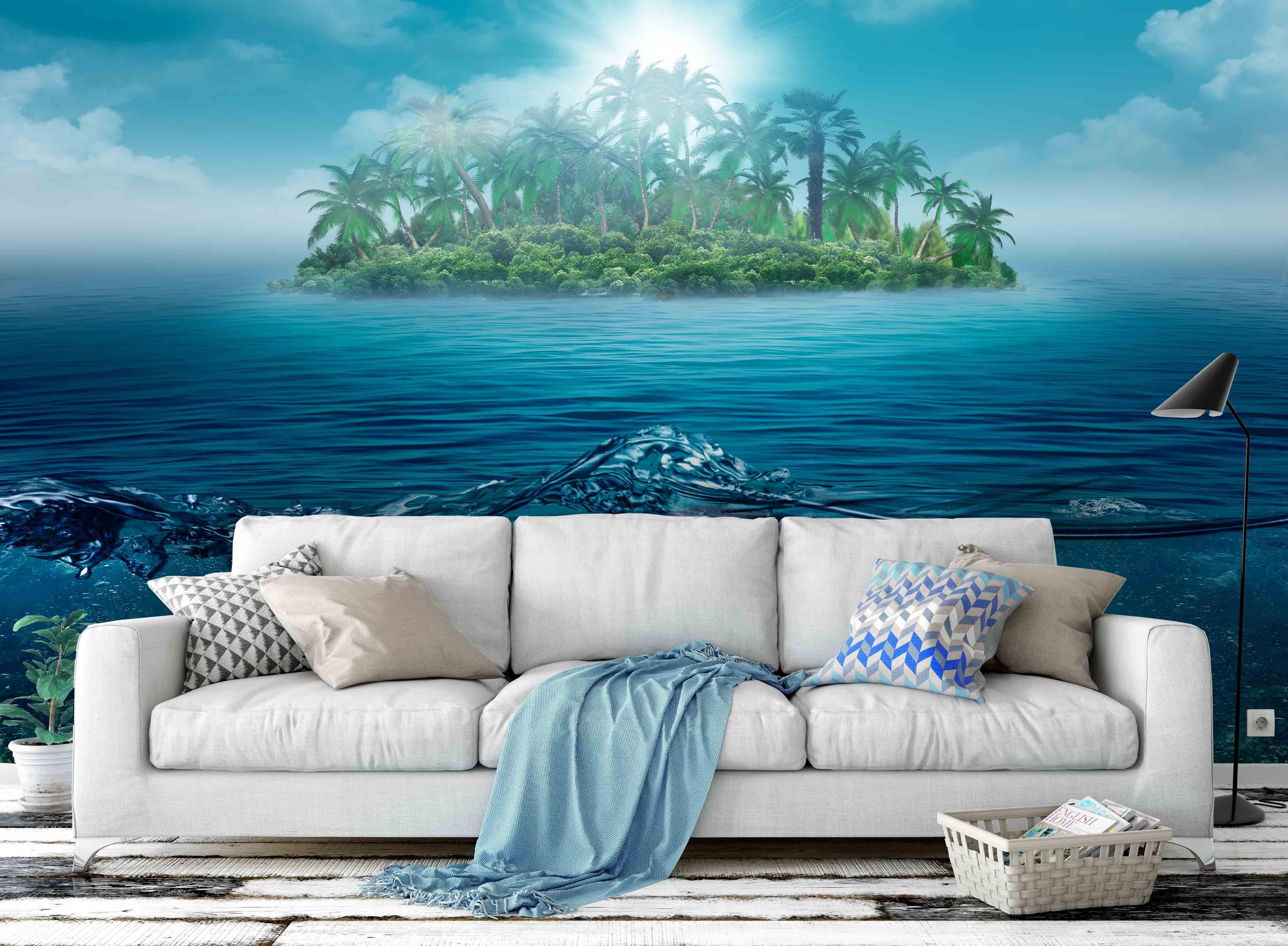 3D Tropical Ocean Jungle Island Wall Mural Wallpaper 13- Jess Art Decoration
