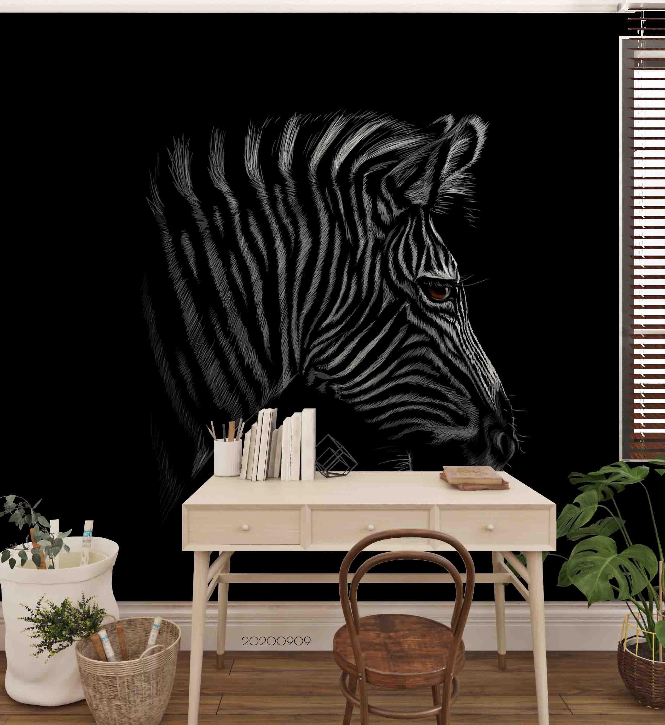 3D Dark Zebra Animal Wall Mural Wallpaper LXL- Jess Art Decoration