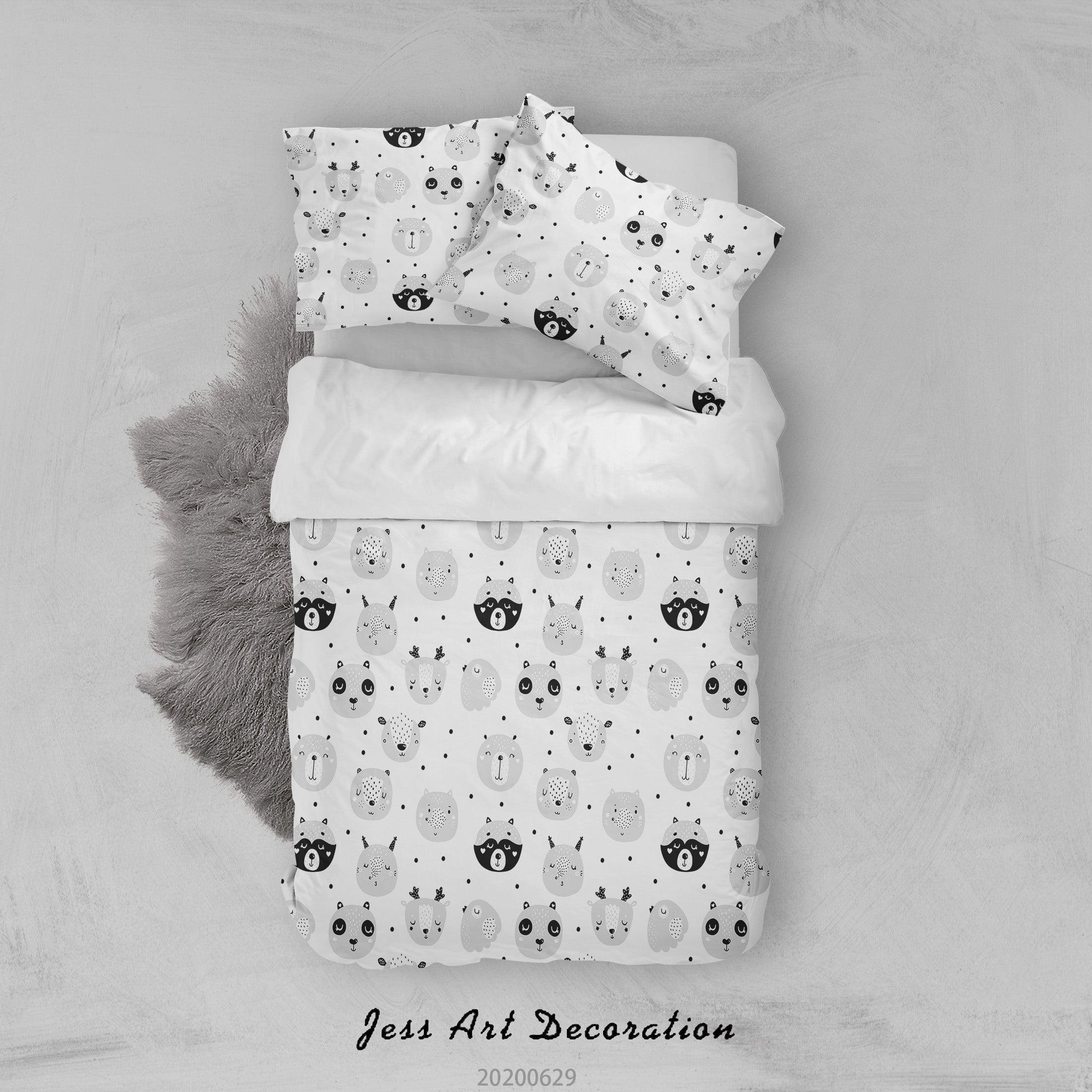 3D White Cartoon Animal Quilt Cover Set Bedding Set Duvet Cover Pillowcases SF69- Jess Art Decoration
