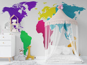 3D Color World Map Wall Mural Wallpaper LQH 106- Jess Art Decoration