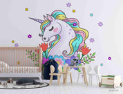 3D Cartoon Animal Unicorn Wall Mural Wallpaper LQH 813- Jess Art Decoration