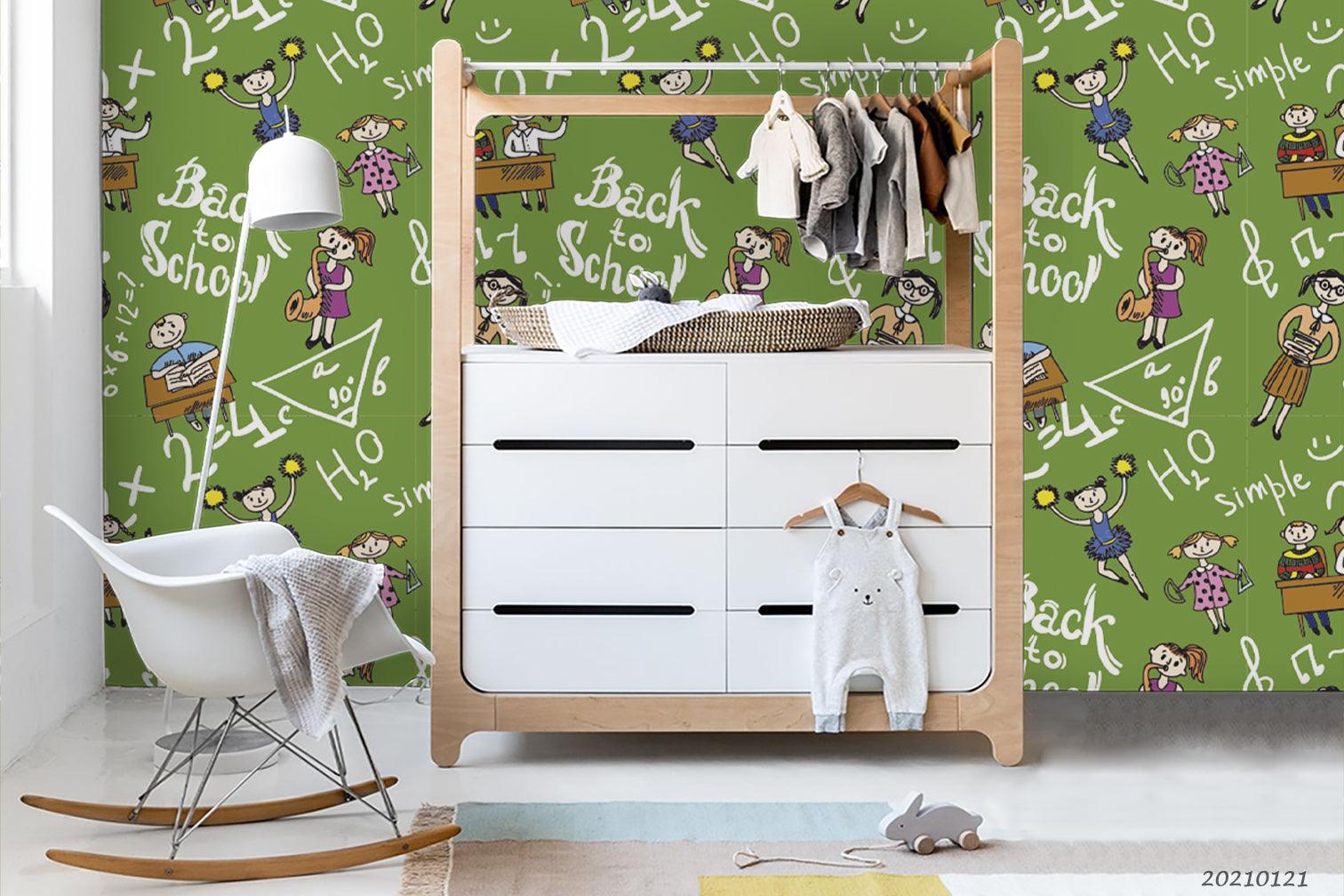 3D Teacher Student Classroom Mathematical Wall Mural Wallpaper LQH 64- Jess Art Decoration