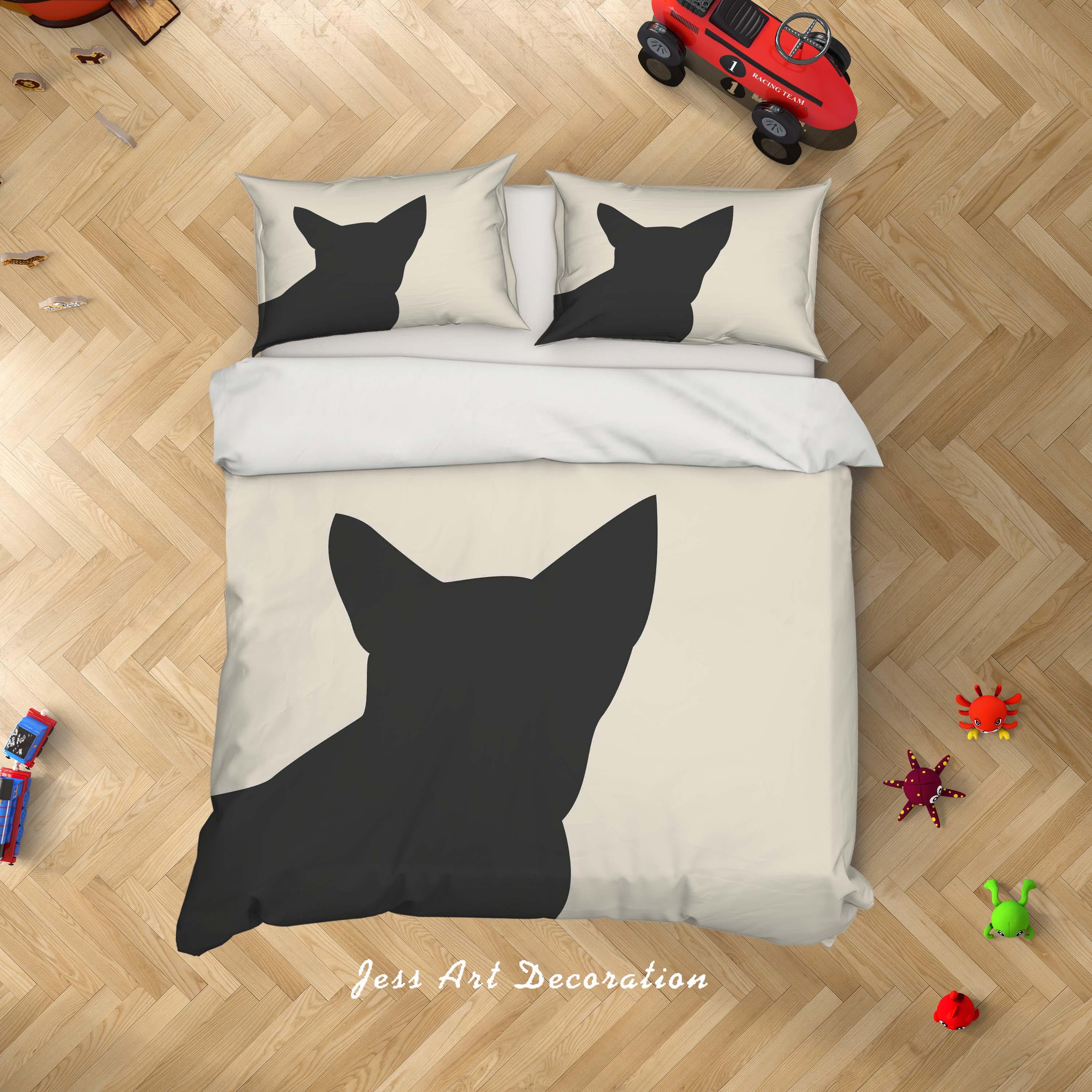 3D White Black Cat Quilt Cover Set Bedding Set Duvet Cover Pillowcases SF17- Jess Art Decoration