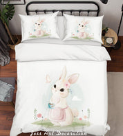 3D White Rabbit Quilt Cover Set Bedding Set Duvet Cover Pillowcases SF06- Jess Art Decoration