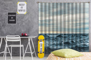 3D Sea Wave Sky Blue Landscape Curtains and Drapes LLL 303- Jess Art Decoration