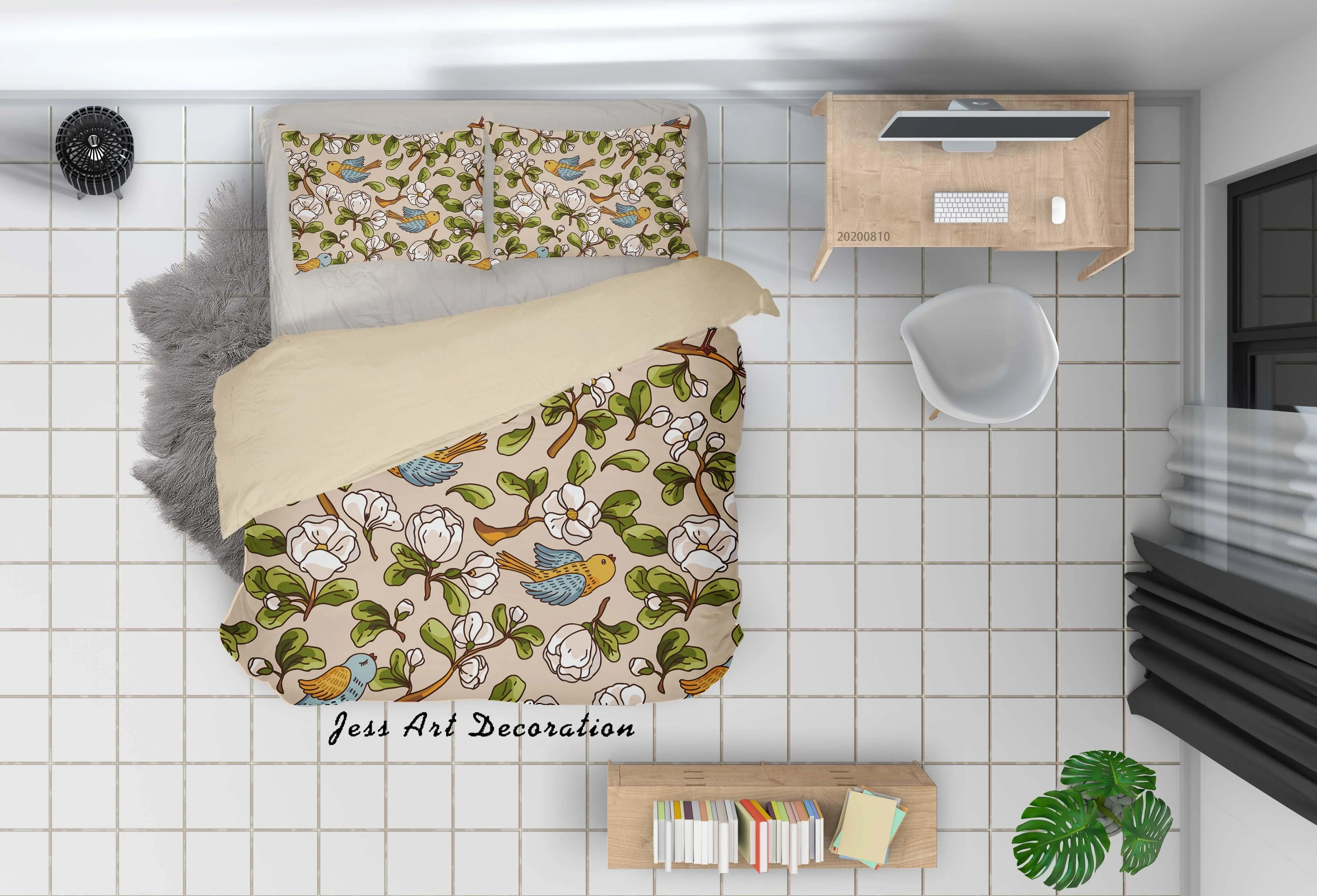 3D Colorful Floral Plant Bird Quilt Cover Set Bedding Set Duvet Cover Pillowcases LXL- Jess Art Decoration