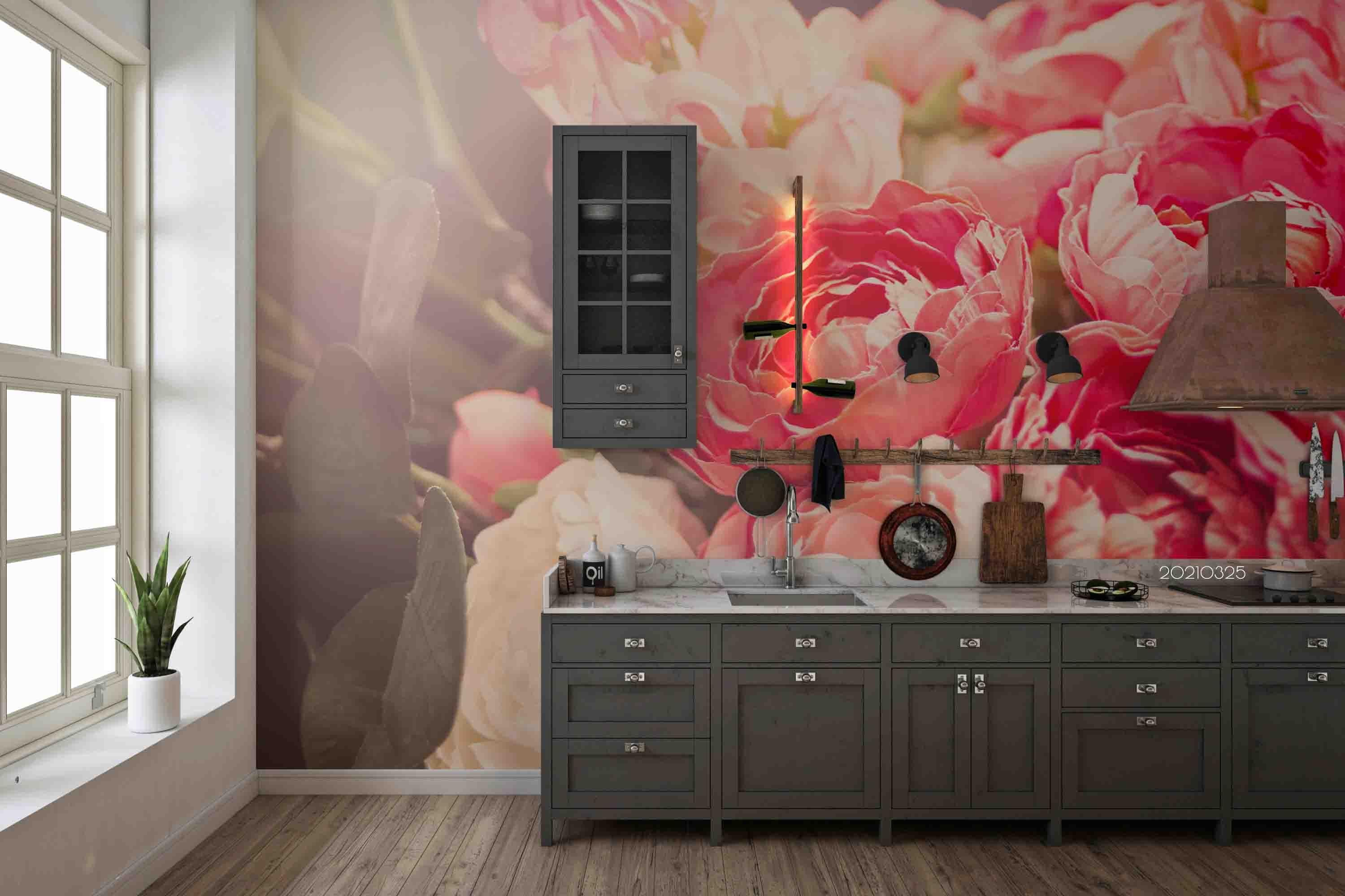 3D Pink Floral Wall Mural Wallpaper LQH 259- Jess Art Decoration