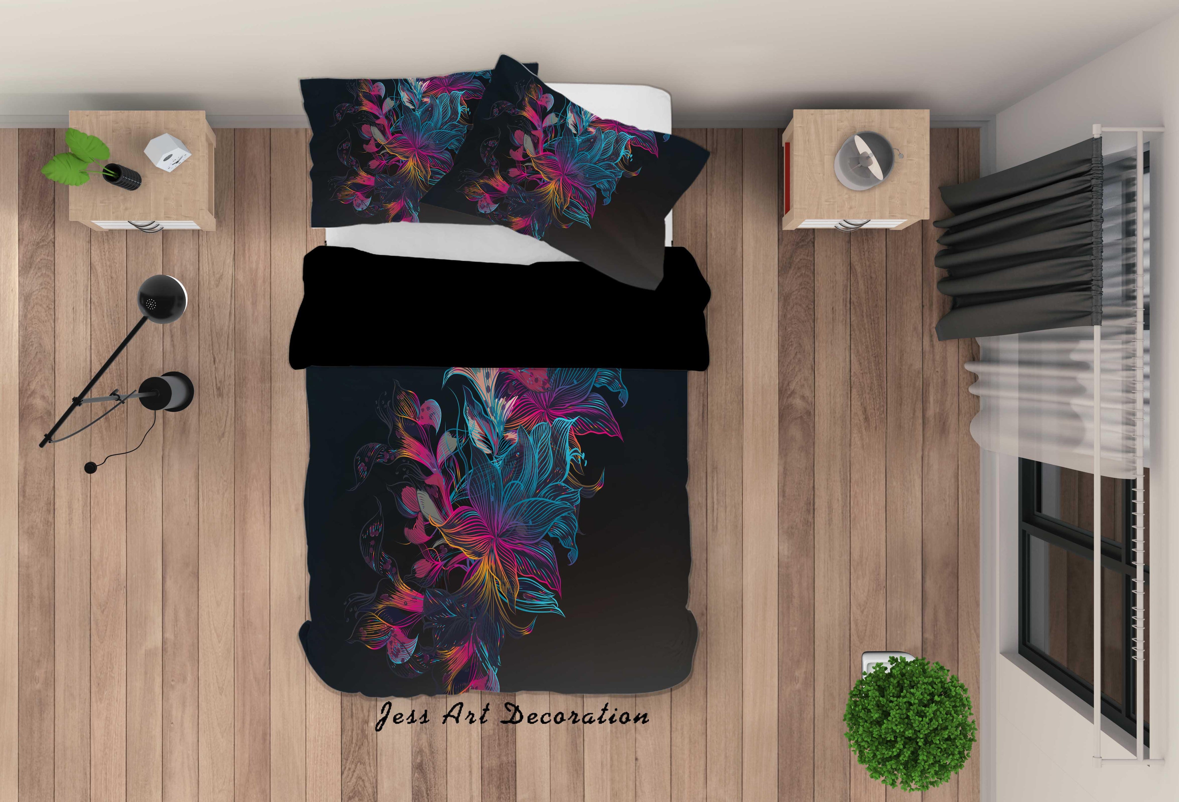 3D Abstract Blue Flower Quilt Cover Set Bedding Set Duvet Cover Pillowcases A029 LQH- Jess Art Decoration