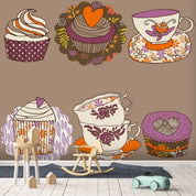 3D Cartoon Colorful Tea Cup Ice Cream Wall Mural Wallpaper LXL 1556- Jess Art Decoration