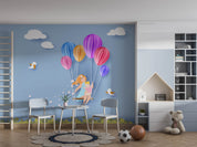 3D Cartoon Balloon Swing Sky Cloud Bird Wall Mural Wallpaper GD 287- Jess Art Decoration