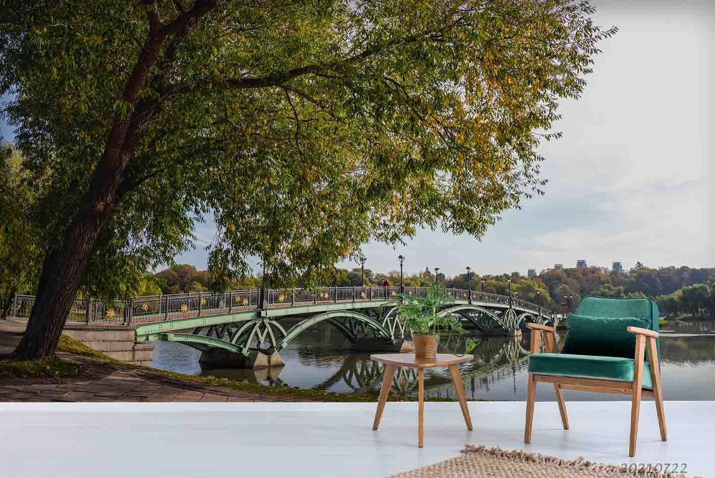 3D City Forest Bridge Tree Landscape Wall Mural Wallpaper LQH 109- Jess Art Decoration