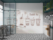 3D Bubble Tea Drink Set Sketch Wall Mural Wallpaper GD 1630- Jess Art Decoration
