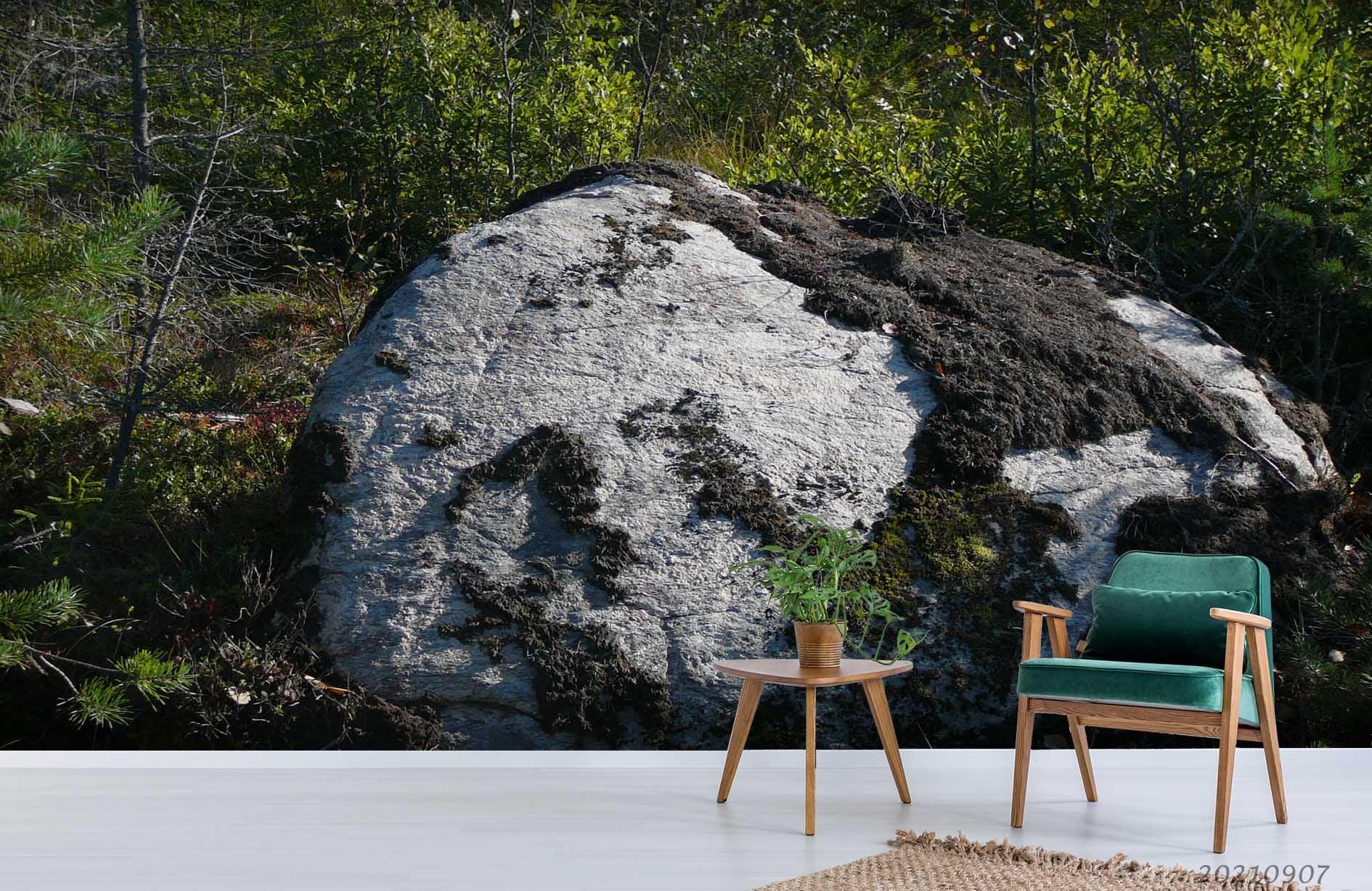 3D Green Forest Stone Landscape Wall Mural Wallpaper LQH 49- Jess Art Decoration