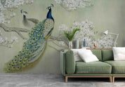 3D Animal Peacock Floral Wall Mural Wallpaper LQH 596- Jess Art Decoration