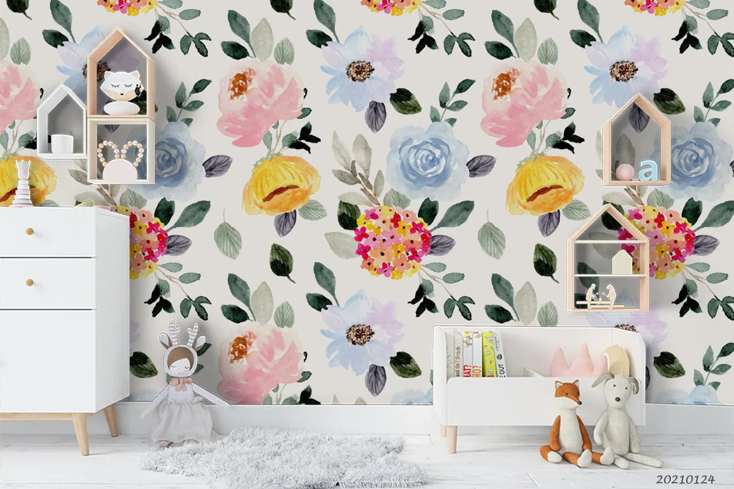 3D Watercolor Floral Wall Mural Wallpaper LQH 7- Jess Art Decoration