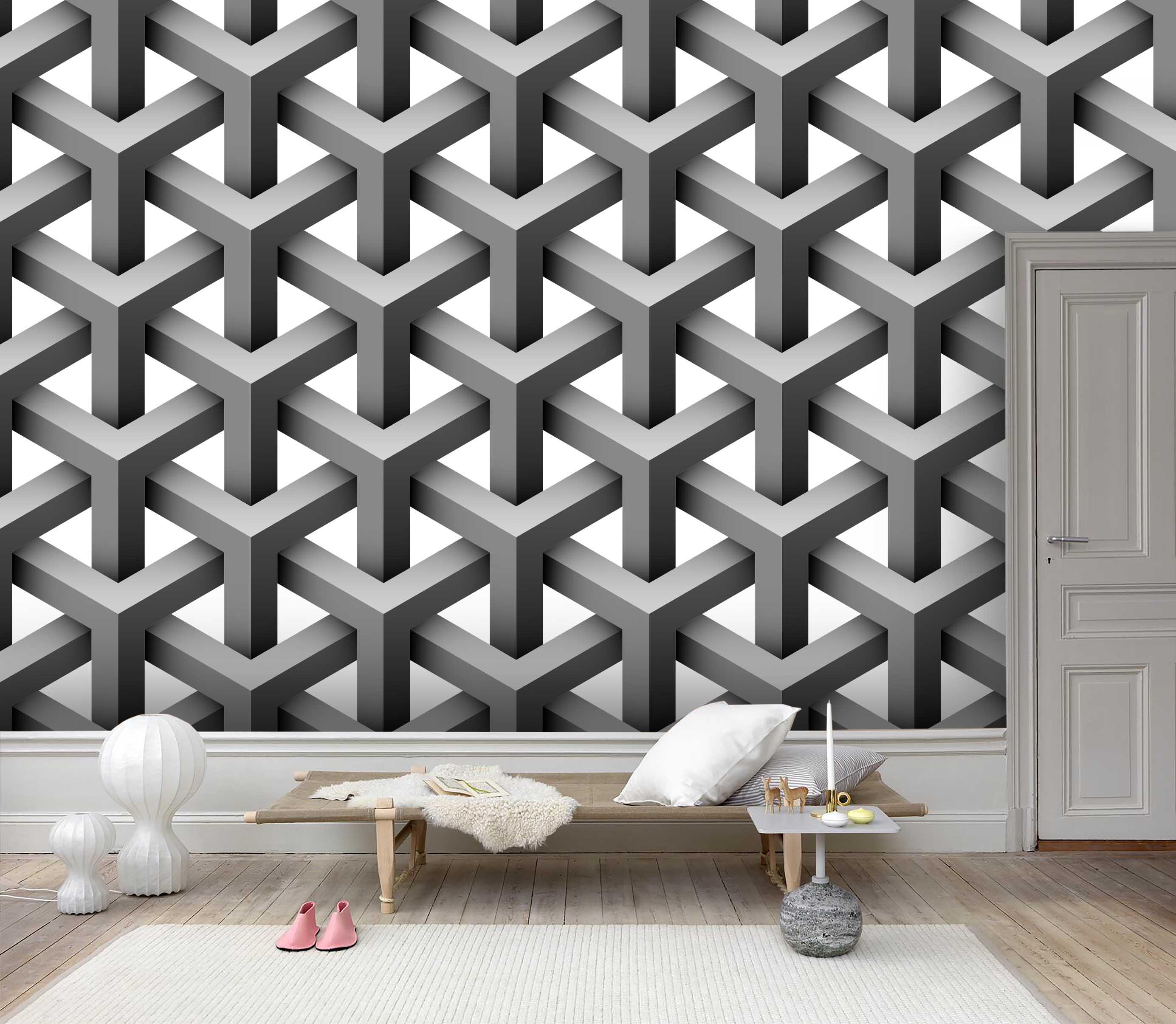 3D Black White Space Geometry Wall Mural Wallpaper 45- Jess Art Decoration