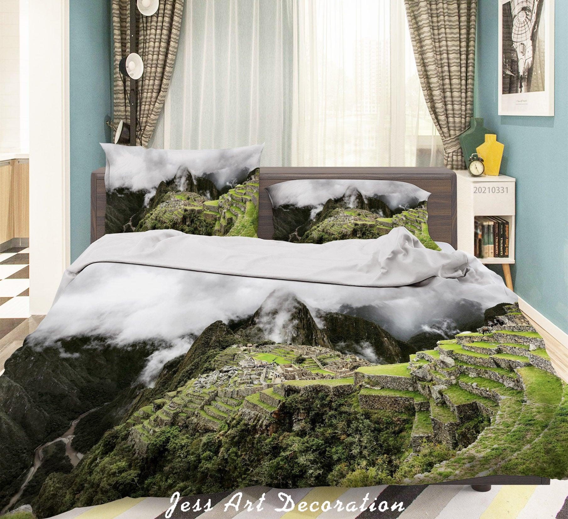 3D Mountain White Cloud Landscape Quilt Cover Set Bedding Set Duvet Cover Pillowcases 219- Jess Art Decoration