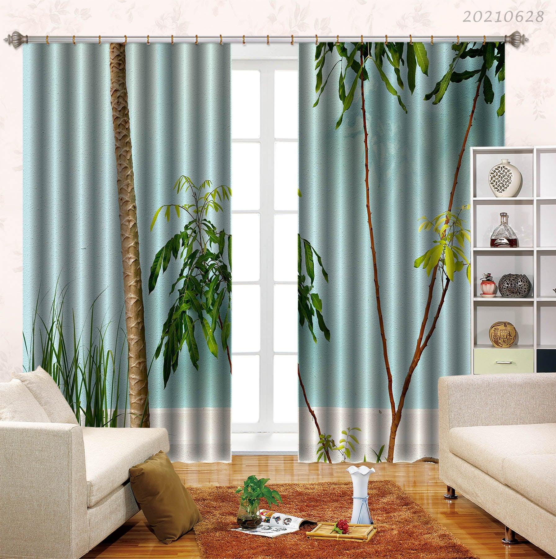 3D Beach Coconut Tree Nature Landscape Curtains and Drapes LQH 10- Jess Art Decoration