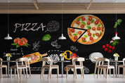 3D Blackboard Pizza Wall Mural Wallpaper sww 77- Jess Art Decoration