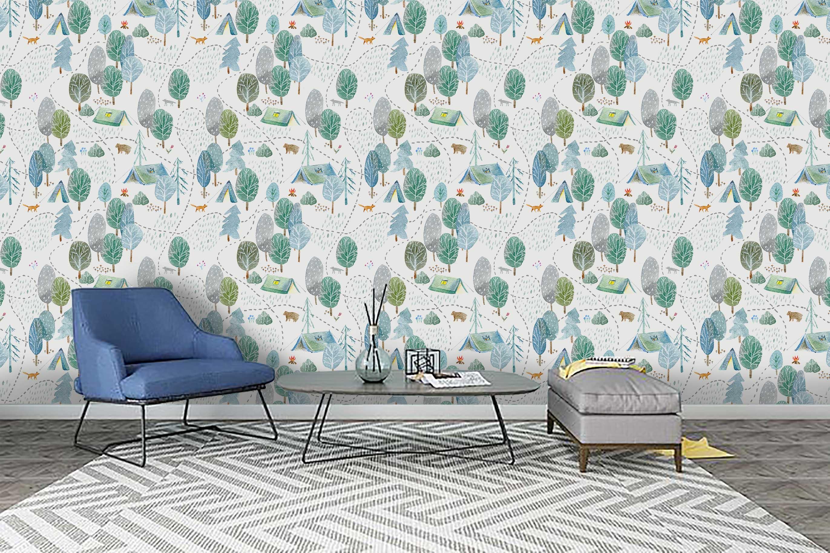 3D Green Tree Wall Mural Wallpaper 26- Jess Art Decoration