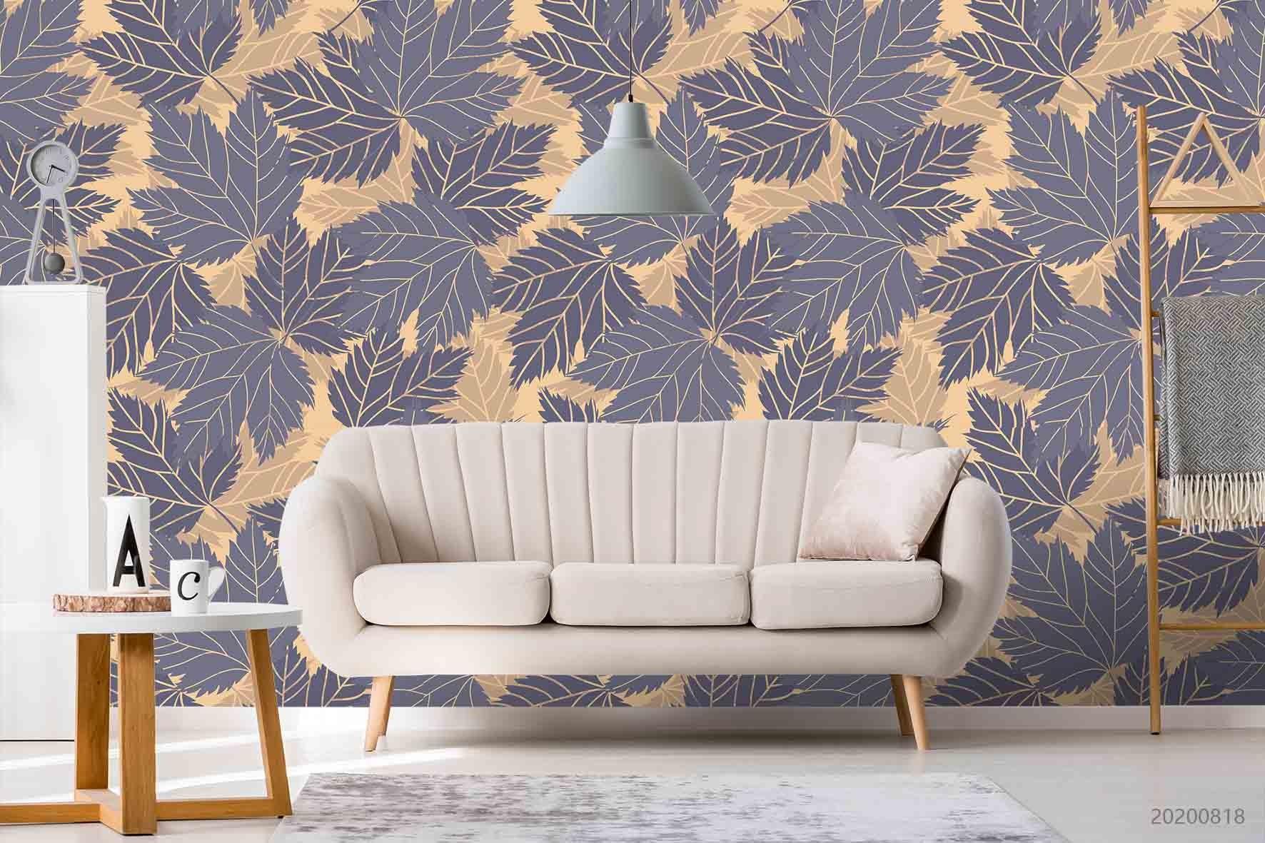 3D Vintage Maple Leaf Pattern Wall Mural Wallpaper LXL 1162- Jess Art Decoration