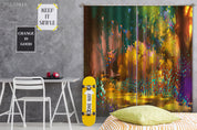 3D Fantasy Forest Colorful Botanical Floral Painting Curtains and Drapes GD 4685- Jess Art Decoration