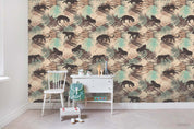 3D Tiger Green Leaf Wall Mural Wallpaper A292 LQH- Jess Art Decoration