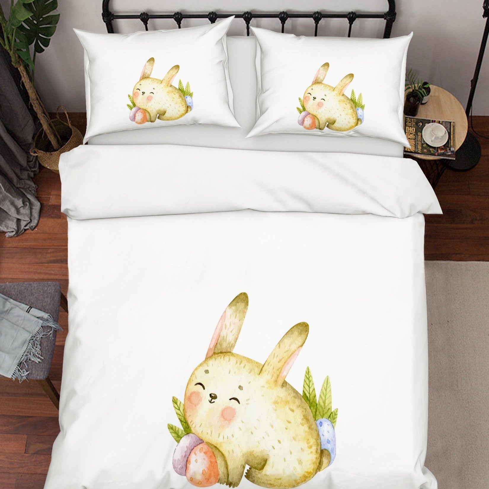 3D White Rabbit Eggs Quilt Cover Set Bedding Set Duvet Cover Pillowcases SF87- Jess Art Decoration
