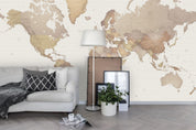 3D Brown Retro World Map Wall Mural Wallpaper GD 1870- Jess Art Decoration