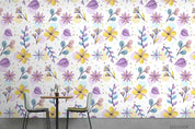 3D Watercolor Purple Floral Leaf Wall Mural Wallpaper LQH 40- Jess Art Decoration