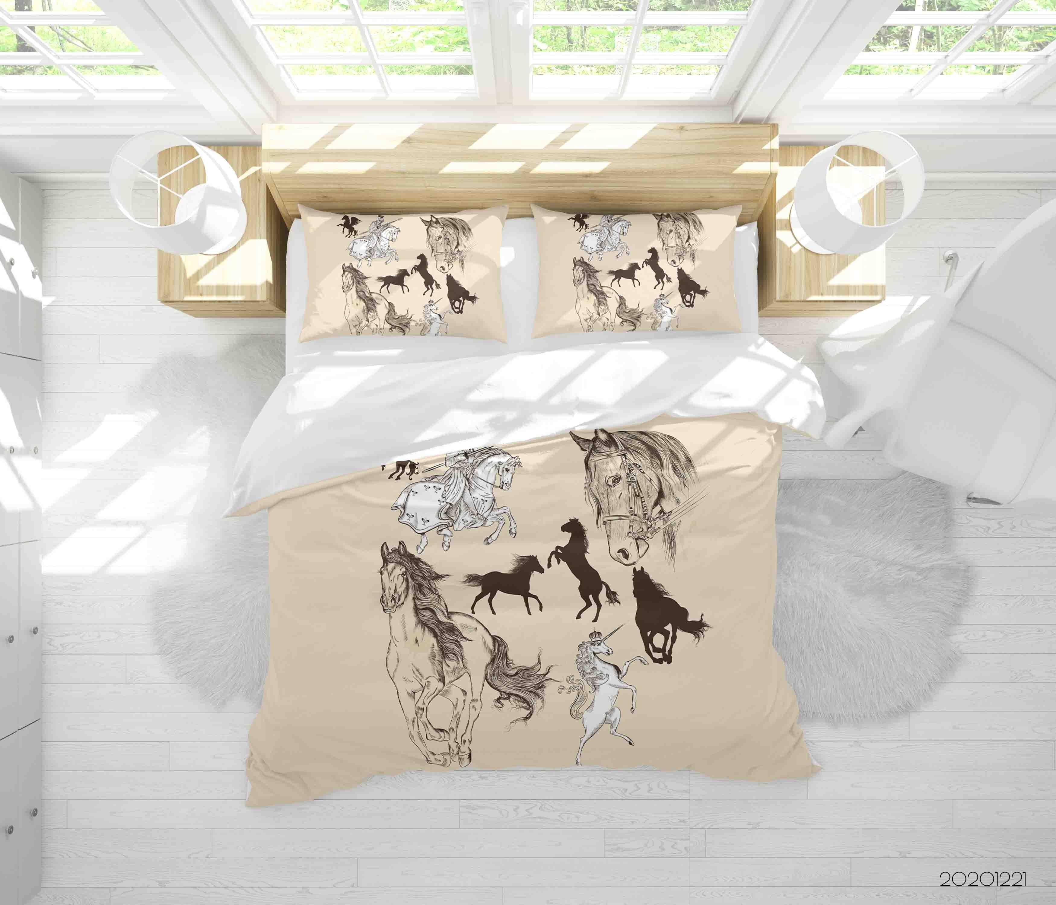 3D Hand Drawn Animal Horse Quilt Cover Set Bedding Set Duvet Cover Pillowcases 202 LQH- Jess Art Decoration