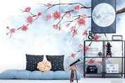 3D Hand Drawn Pink Peach Blossom Branch Wall Mural Wallpaper LQH 111- Jess Art Decoration