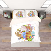 3D White Rabbit Floral Basket Eggs Quilt Cover Set Bedding Set Duvet Cover Pillowcases SF33- Jess Art Decoration
