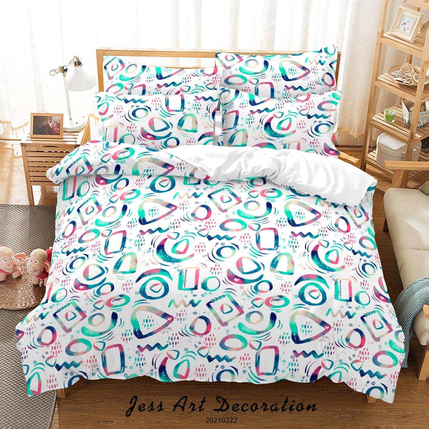 3D Watercolor Abstract Geometry Quilt Cover Set Bedding Set Duvet Cover Pillowcases 174- Jess Art Decoration