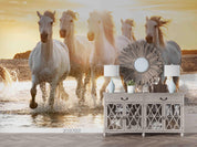 3D Sunset Beach Horse Running Wall Mural Wallpaper LQH 70- Jess Art Decoration