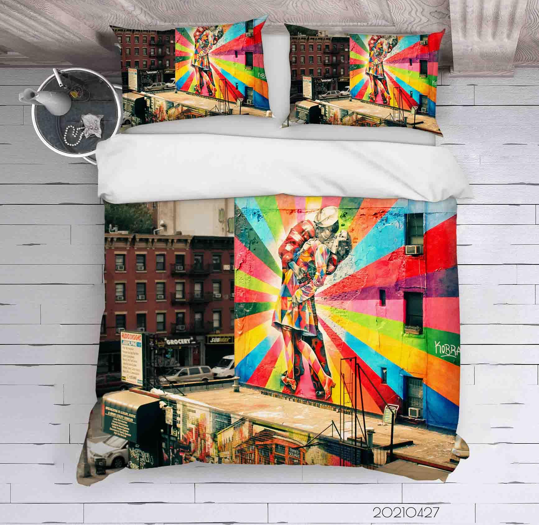 3D Abstract Color Art Works Graffiti Quilt Cover Set Bedding Set Duvet Cover Pillowcases 118- Jess Art Decoration