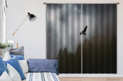 3D Woods Eagle Misty Cloudy Scenery Curtains and Drapes GD 2587- Jess Art Decoration