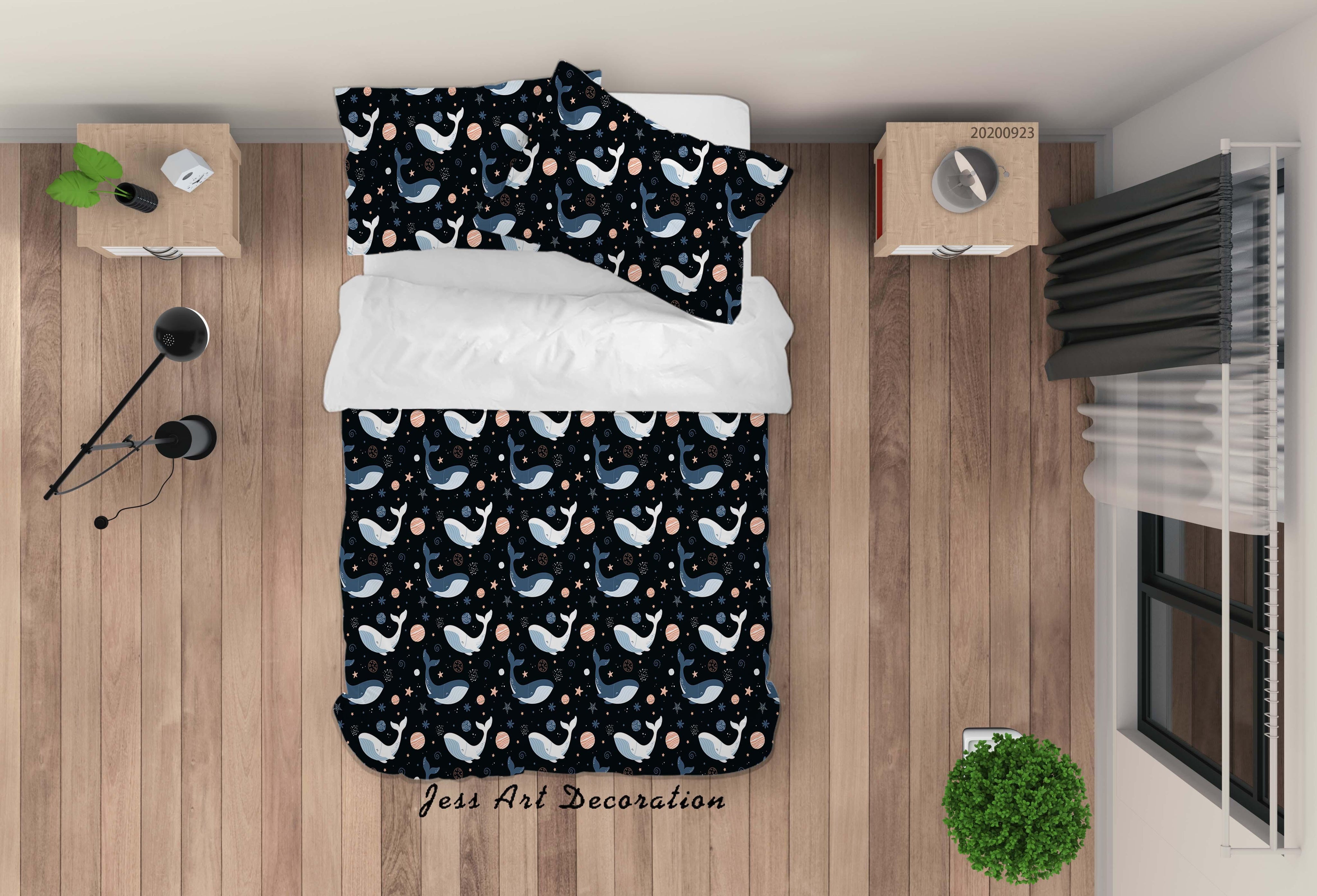 3D Whales Space Pattern Quilt Cover Set Bedding Set Duvet Cover Pillowcases WJ 6312- Jess Art Decoration