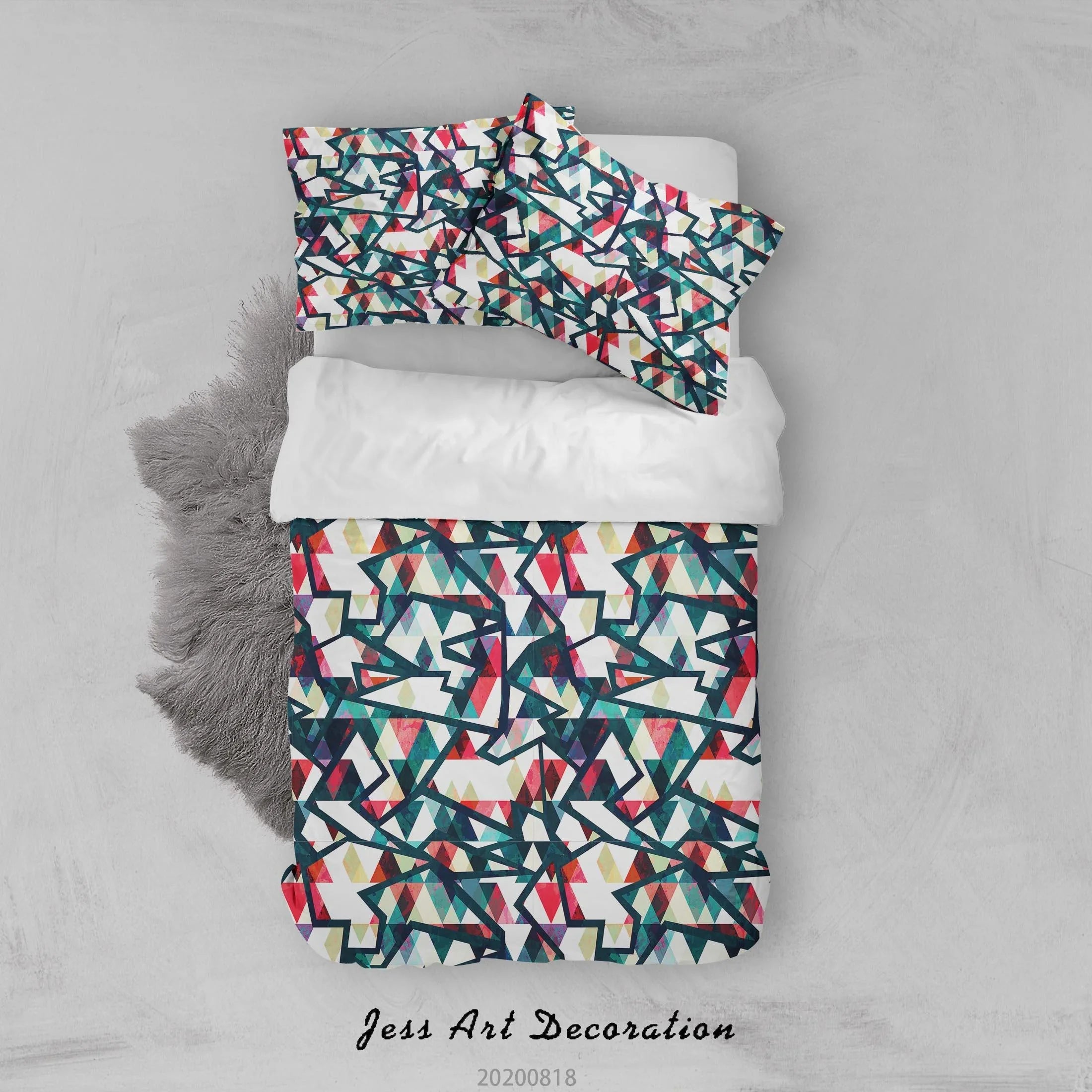 3D Colorful Geometric Quilt Cover Set Bedding Set Duvet Cover Pillowcases LXL 66- Jess Art Decoration
